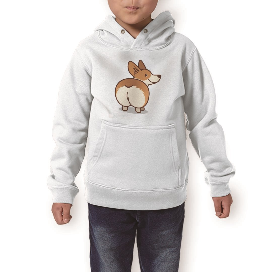 パーカー キッズ ホワイト グレー ブラック デザイン 110 130 150 parker hooded sweatshirt フーディ 白　黒　灰色 子供 男の子 女の子 016242 犬　コーギー