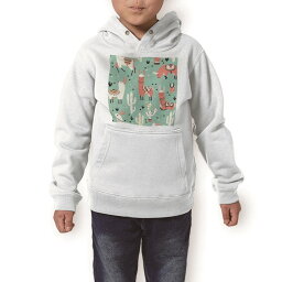 パーカー キッズ ホワイト グレー ブラック デザイン 110 130 150 parker hooded sweatshirt フーディ 白　黒　灰色 子供 男の子 女の子 016413 アルパカ　サボテン