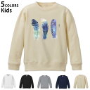 選べる5カラー スウェット トレーナー キッズ 男女兼用 男の子 女の子 ユニセックス unisex 長袖 デザイン リブ ホワイト ブラック 白 黒 グレー ネイビー ベージュ 110 130 150 trainer sweat 014702 羽根 フェザー(4)