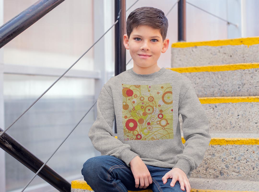 トレーナー キッズ 子供 長袖 ホワイト グレー ブラック デザイン 110 130 150 sweatshirt　trainer　白　黒　灰色　裏パイル　スウェット　スエット 002378 模様　黄色　オレンジ