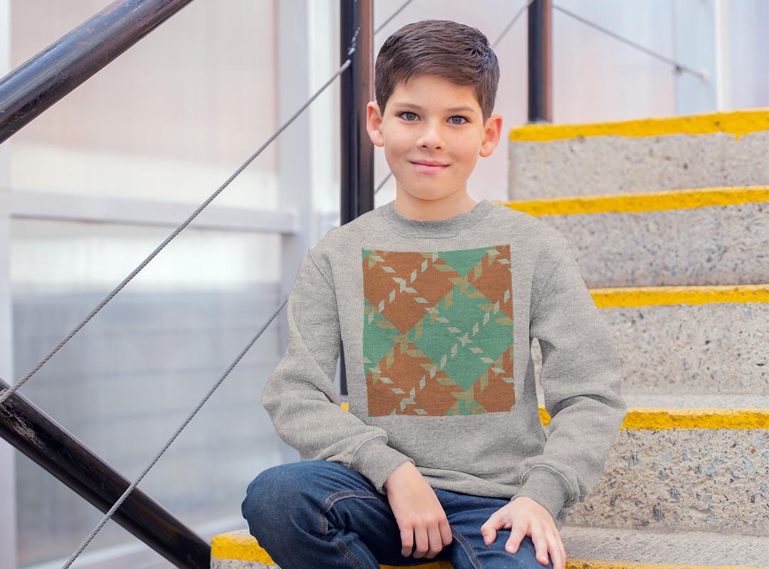 トレーナー キッズ 子供 長袖 ホワイト グレー ブラック デザイン 110 130 150 sweatshirt　trainer　白　黒　灰色　裏パイル　スウェット　スエット 004226 チェック　緑　オレンジ