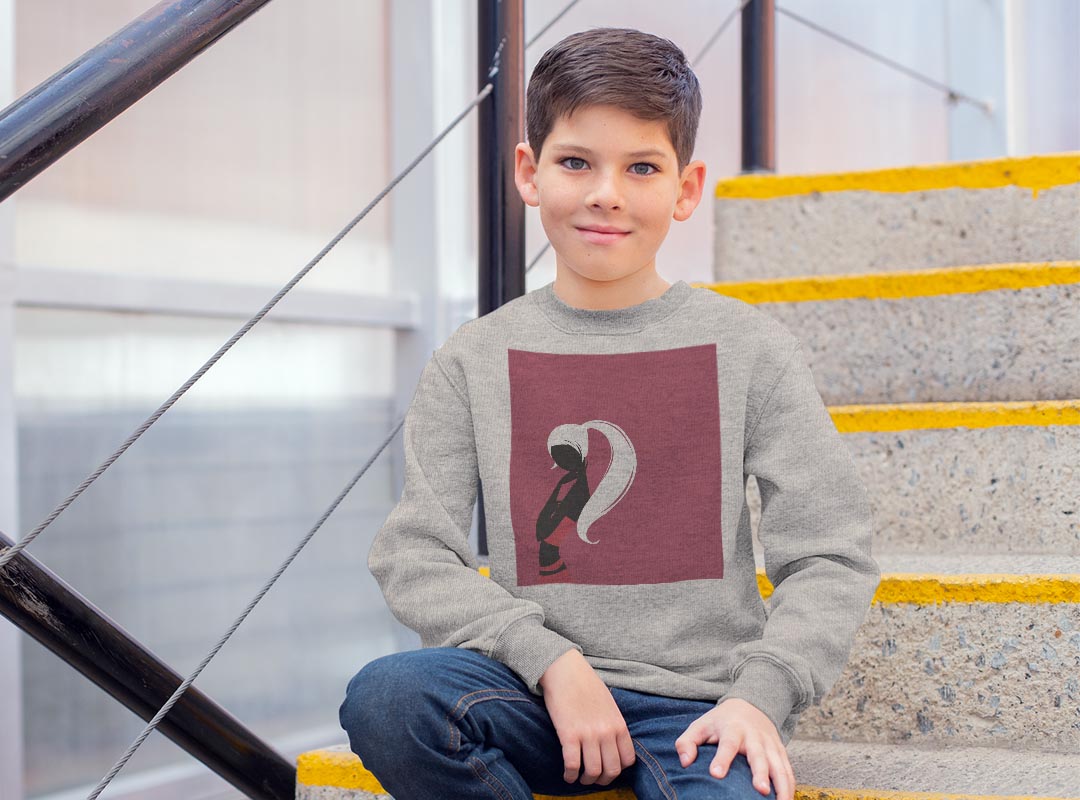 トレーナー キッズ 子供 長袖 ホワイト グレー ブラック デザイン 110 130 150 sweatshirt　trainer　白　黒　灰色　裏パイル　スウェット　スエット 007237 人物　赤　レッド