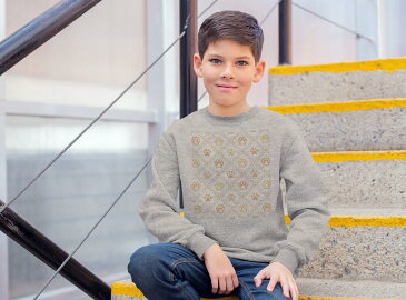 トレーナー キッズ 子供 長袖 ホワイト グレー ブラック デザイン 110 130 150 sweatshirt trainer 白 黒 灰色 裏パイル スウェット スエット 008652 足跡 オレンジ 模様
