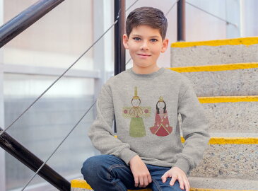 トレーナー キッズ 子供 長袖 ホワイト グレー ブラック デザイン 110 130 150 sweatshirt trainer 白 黒 灰色 裏パイル スウェット スエット 012857 ひな祭り 和 節句