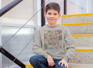 トレーナー キッズ 子供 長袖 ホワイト グレー ブラック デザイン 110 130 150 sweatshirt trainer 白 黒 灰色 裏パイル スウェット スエット 013625 お正月 門松 謹賀新年