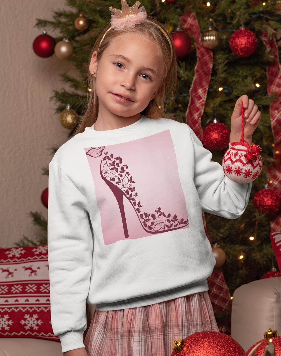 トレーナー キッズ 子供 長袖 ホワイト グレー ブラック デザイン 110 130 150 sweatshirt　trainer　白　黒　灰色　裏パイル　スウェット　スエット 001579 ヒール　パンプス　靴　蝶