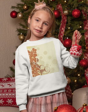 トレーナー キッズ 子供 長袖 ホワイト グレー ブラック デザイン 110 130 150 sweatshirt trainer 白 黒 灰色 裏パイル スウェット スエット 001922 花 フラワー オレンジ