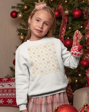トレーナー キッズ 子供 長袖 ホワイト グレー ブラック デザイン 110 130 150 sweatshirt trainer 白 黒 灰色 裏パイル スウェット スエット 008652 足跡 オレンジ 模様