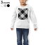 トレーナー キッズ 子供 長袖 ホワイト グレー ブラック デザイン 110 130 150 sweatshirt　trainer　白　黒　灰色　裏パイル　スウェット　スエット 003737 チェック　白　黒