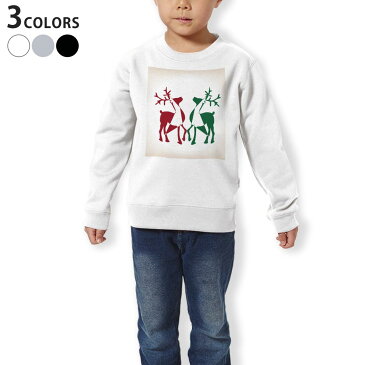 トレーナー キッズ 子供 長袖 ホワイト グレー ブラック デザイン 110 130 150 sweatshirt　trainer　白　黒　灰色　裏パイル　スウェット　スエット 009799 クリスマス　トナカイ　赤　緑