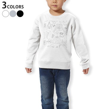 トレーナー キッズ 子供 長袖 ホワイト グレー ブラック デザイン 110 130 150 sweatshirt　trainer　白　黒　灰色　裏パイル　スウェット　スエット 010789 ファッション　おしゃれ　ガーリー