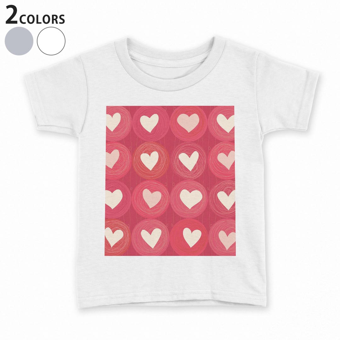 tシャツ キッズ 半袖 白地 デザイン 90 100 110 120 130 140 150 Tシャツ ティーシャツ T shirt 000187 ハート　イラスト　赤