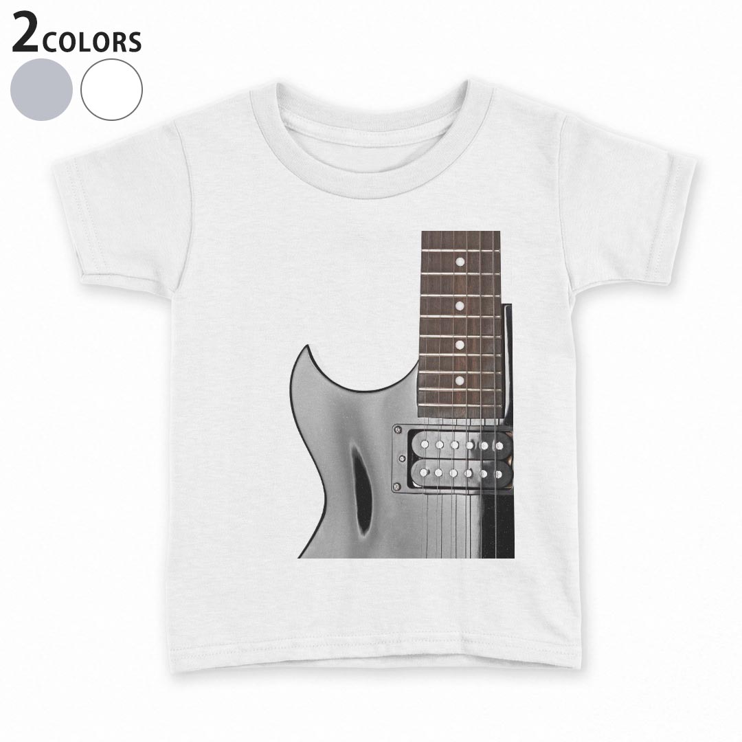 tシャツ キッズ 半袖 白地 デザイン 110 120 130 140 150 Tシャツ ティーシャツ T shirt 000236 ギター　ベース　音楽