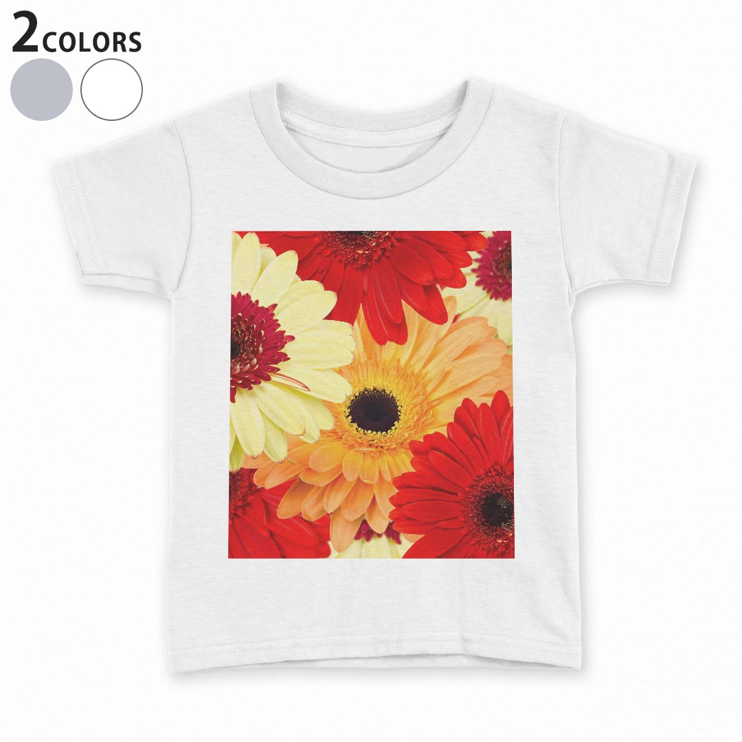 tシャツ キッズ 半袖 白地 デザイン 110 120 130 140 150 Tシャツ ティーシャツ T shirt 000990 花　ガーベラ