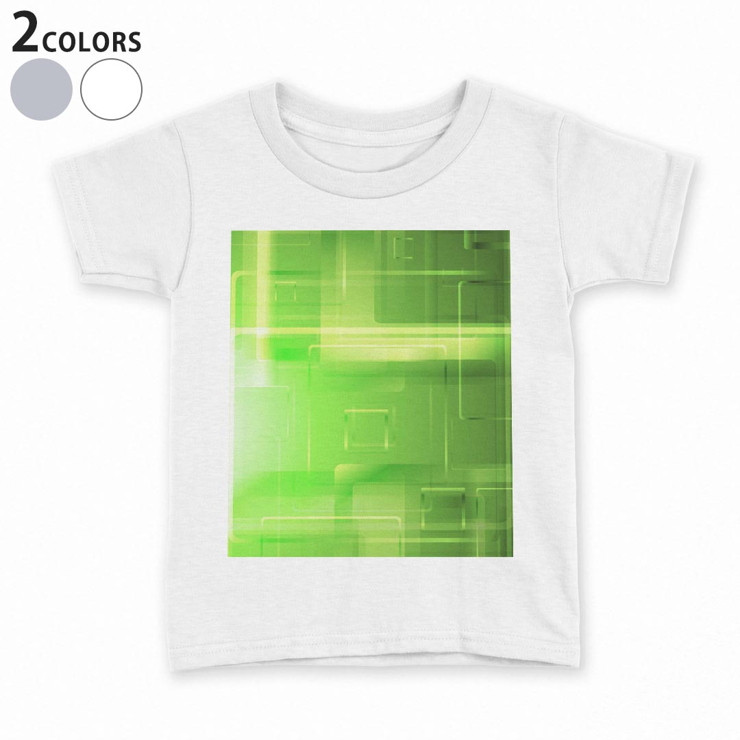tシャツ キッズ 半袖 白地 デザイン 90 100 110 120 130 140 150 Tシャツ ティーシャツ T shirt 001816 シンプル　模様　緑