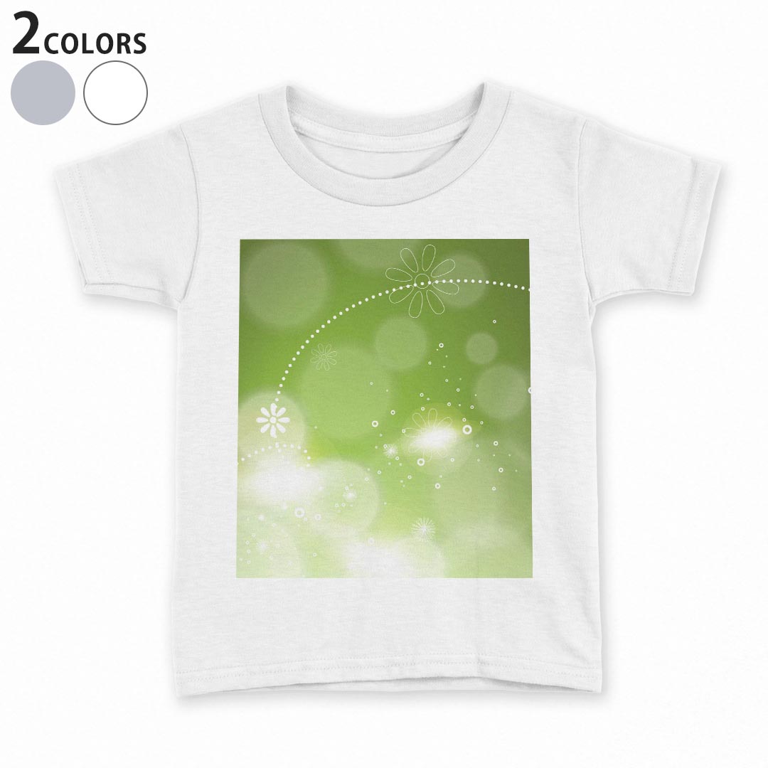 tシャツ キッズ 半袖 白地 デザイン 110 120 130 140 150 Tシャツ ティーシャツ T shirt 001828 花　フラワー　緑