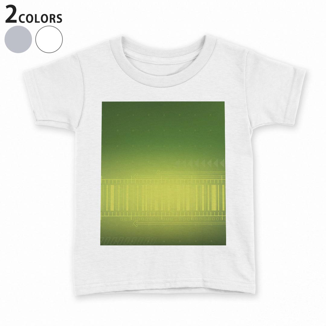tシャツ キッズ 半袖 白地 デザイン 110 120 130 140 150 Tシャツ ティーシャツ T shirt 001856 模様　シンプル　緑