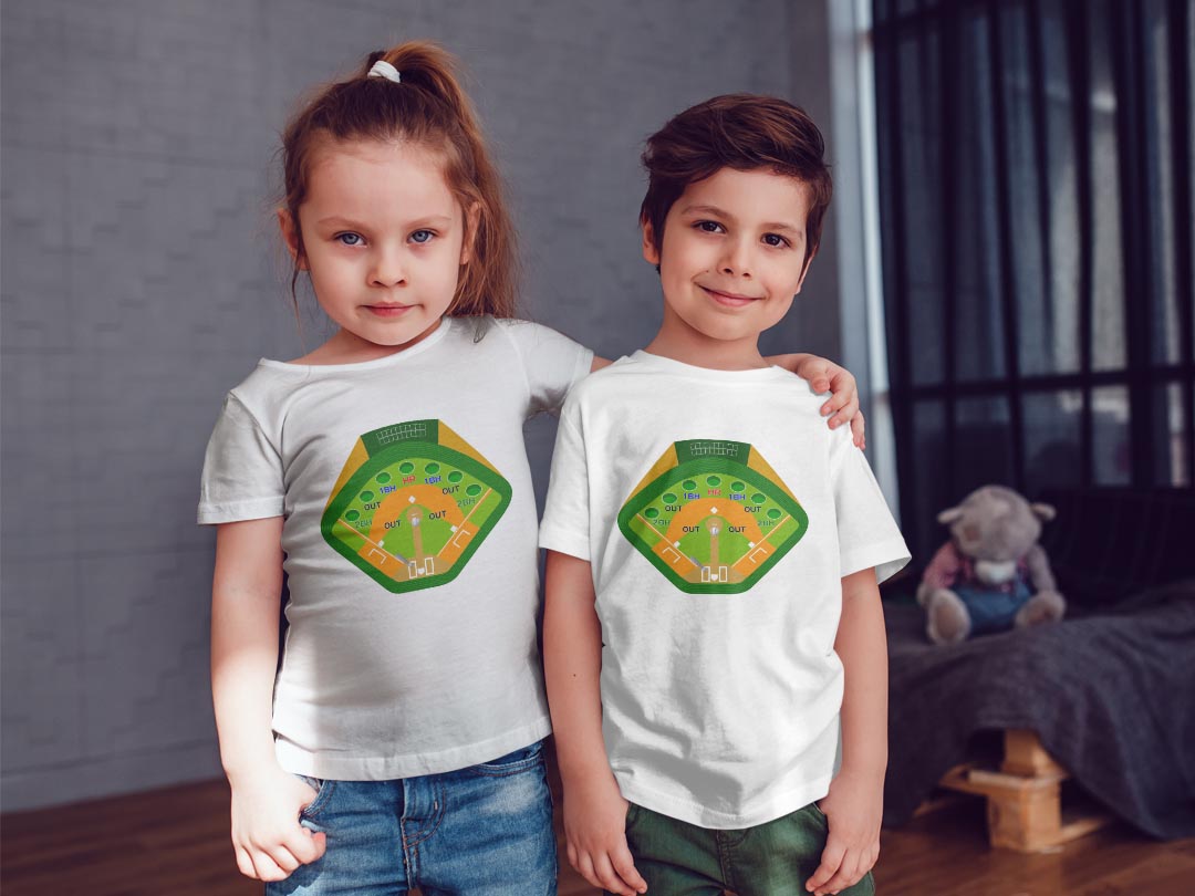 tシャツ キッズ 半袖 白地 デザイン 110 120 130 140 150 Tシャツ ティーシャツ T shirt 001132 野球　おもちゃ