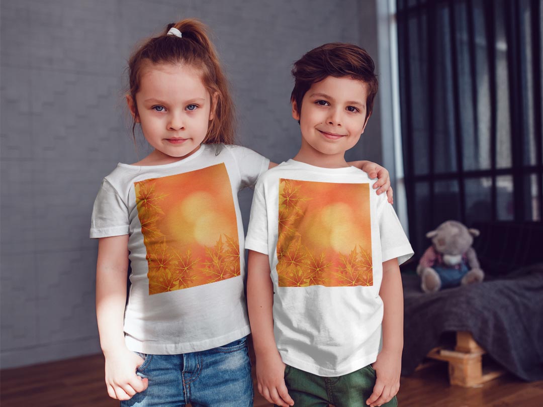 tシャツ キッズ 半袖 白地 デザイン 90 100 110 120 130 140 150 Tシャツ ティーシャツ T shirt 001291 紅葉　秋
