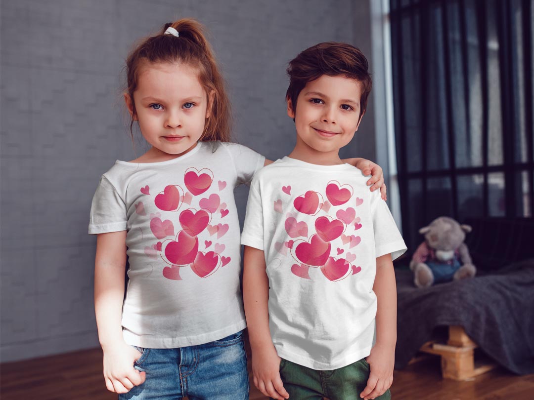 tシャツ キッズ 半袖 白地 デザイン 140 サイズ Tシャツ ティーシャツ T shirt 001616 ハート　かわいい