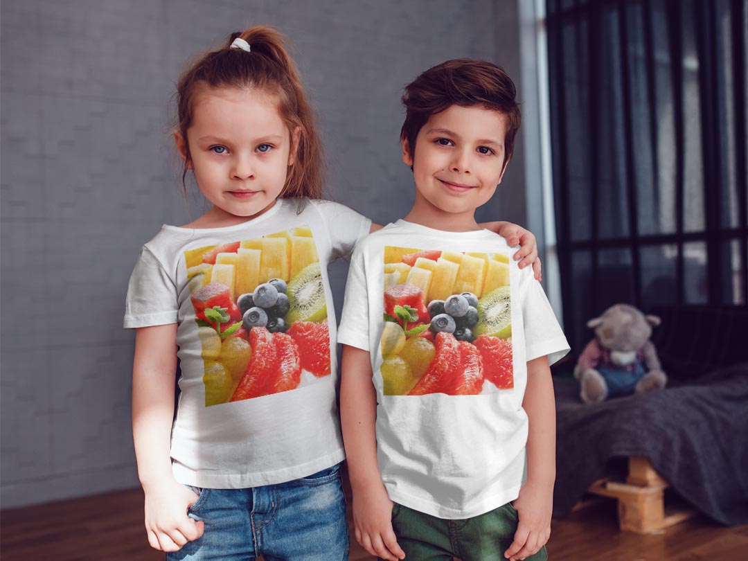 tシャツ キッズ 半袖 白地 デザイン 90 Tシャツ ティーシャツ T shirt 002657 果物　写真