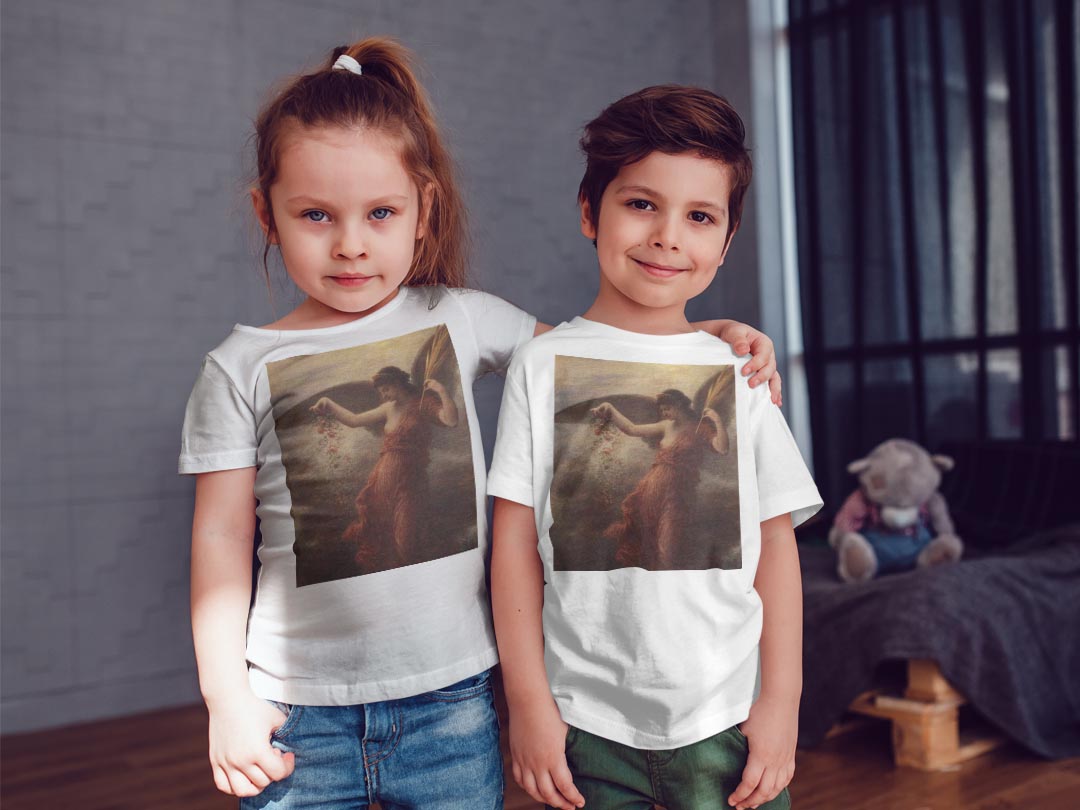 tシャツ キッズ 半袖 白地 デザイン 90 100 110 120 130 140 150 Tシャツ ティーシャツ T shirt 003218 人物　絵画　イラスト