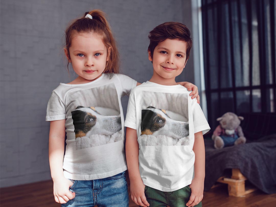 tシャツ キッズ 半袖 白地 子供服 tシャツ デザイン 90 100 110 120 130 140 150 Tシャツ ティーシャツ T shirt 022865 犬　写真