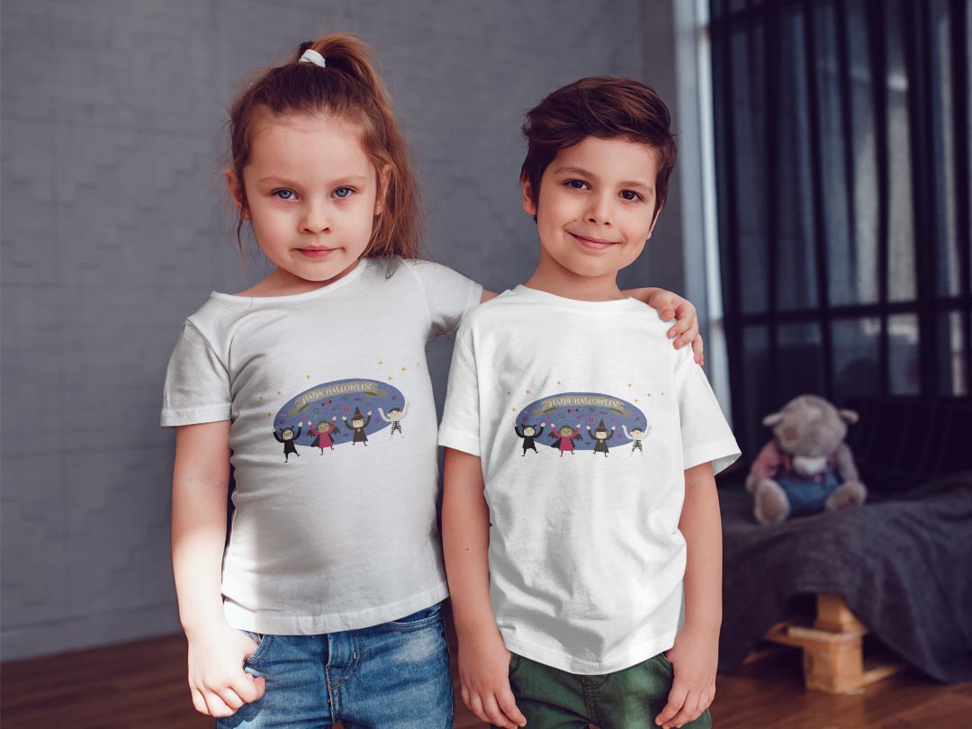 tシャツ キッズ 半袖 白地 子供服 tシャツ デザイン 90 100 110 120 130 140 150 Tシャツ ティーシャツ T shirt 026126 子供　kids　Halloween kabekore-11264862 kabeコレ サンプル画像2