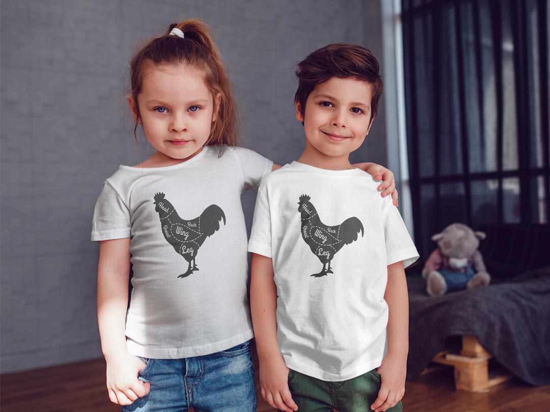tシャツ キッズ 半袖 白地 デザイン 160 サイズ Tシャツ ティーシャツ T shirt 031918 鶏 肉 部位 - 2