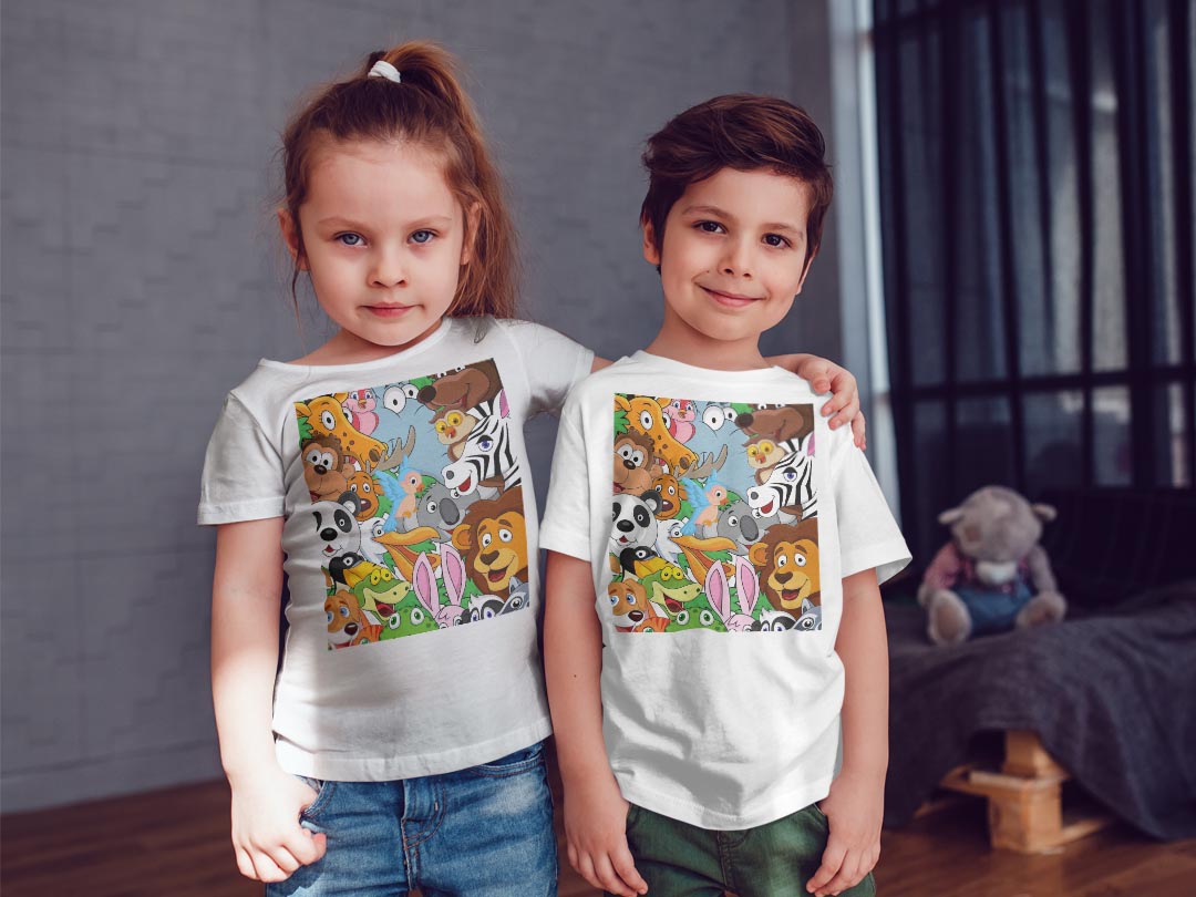 tシャツ キッズ 半袖 白地 デザイン 140 サイズ Tシャツ ティーシャツ T shirt 004562 動物　キャラクター