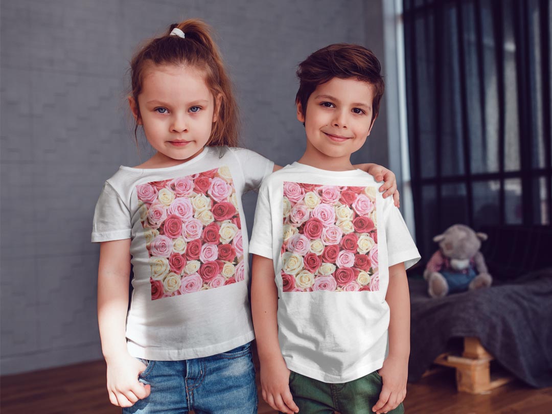 tシャツ キッズ 半袖 白地 デザイン 160 サイズ Tシャツ ティーシャツ T shirt 005272 薔薇　ピンク　白　赤 2