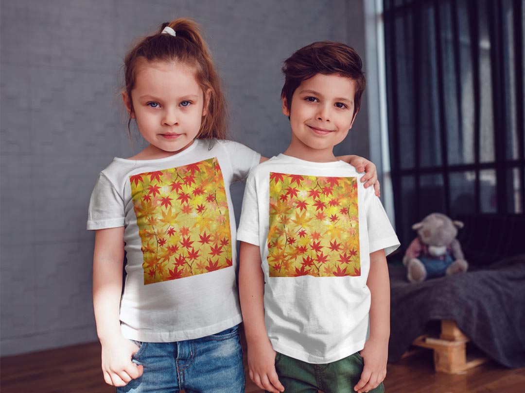 tシャツ キッズ 半袖 白地 デザイン 140 サイズ Tシャツ ティーシャツ T shirt 005455 和風　和柄　紅葉