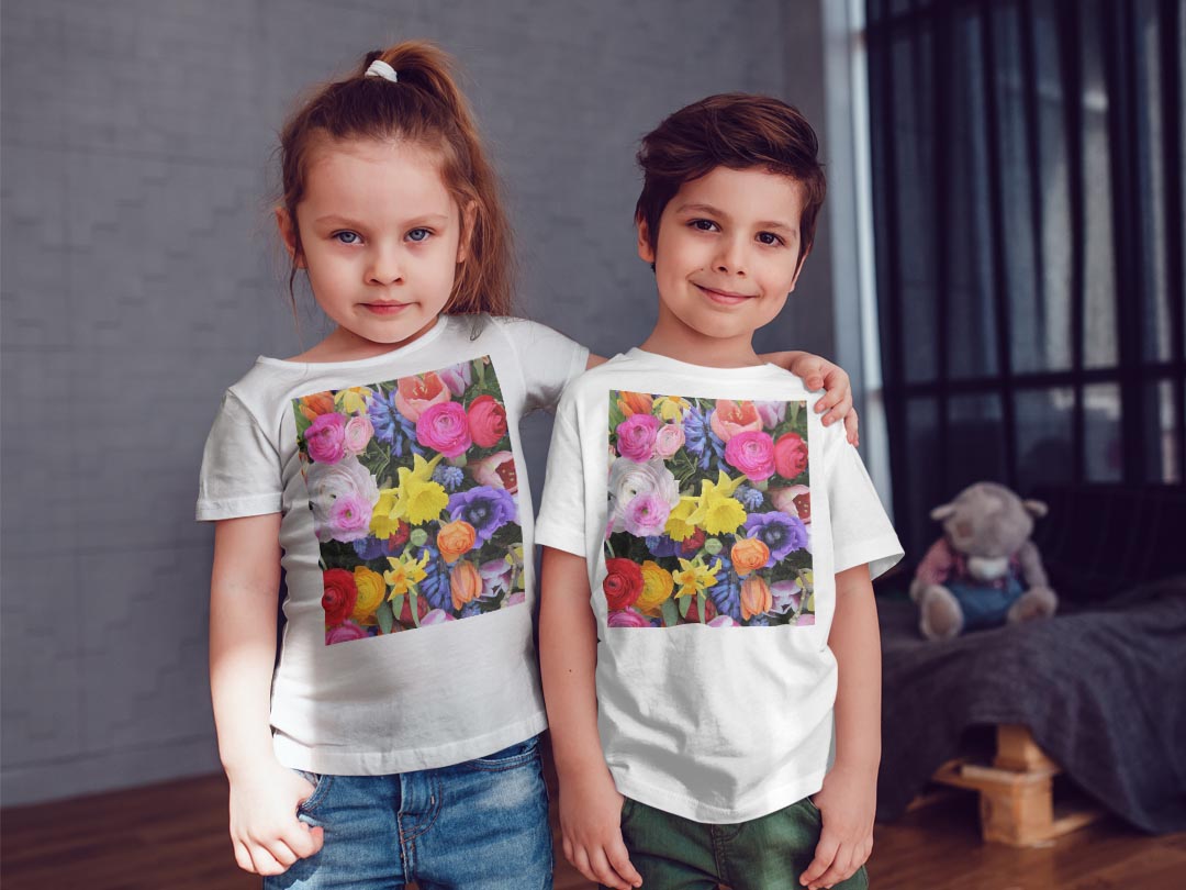 tシャツ キッズ 半袖 白地 デザイン 140 サイズ Tシャツ ティーシャツ T shirt 005494 写真　花 — vista 2