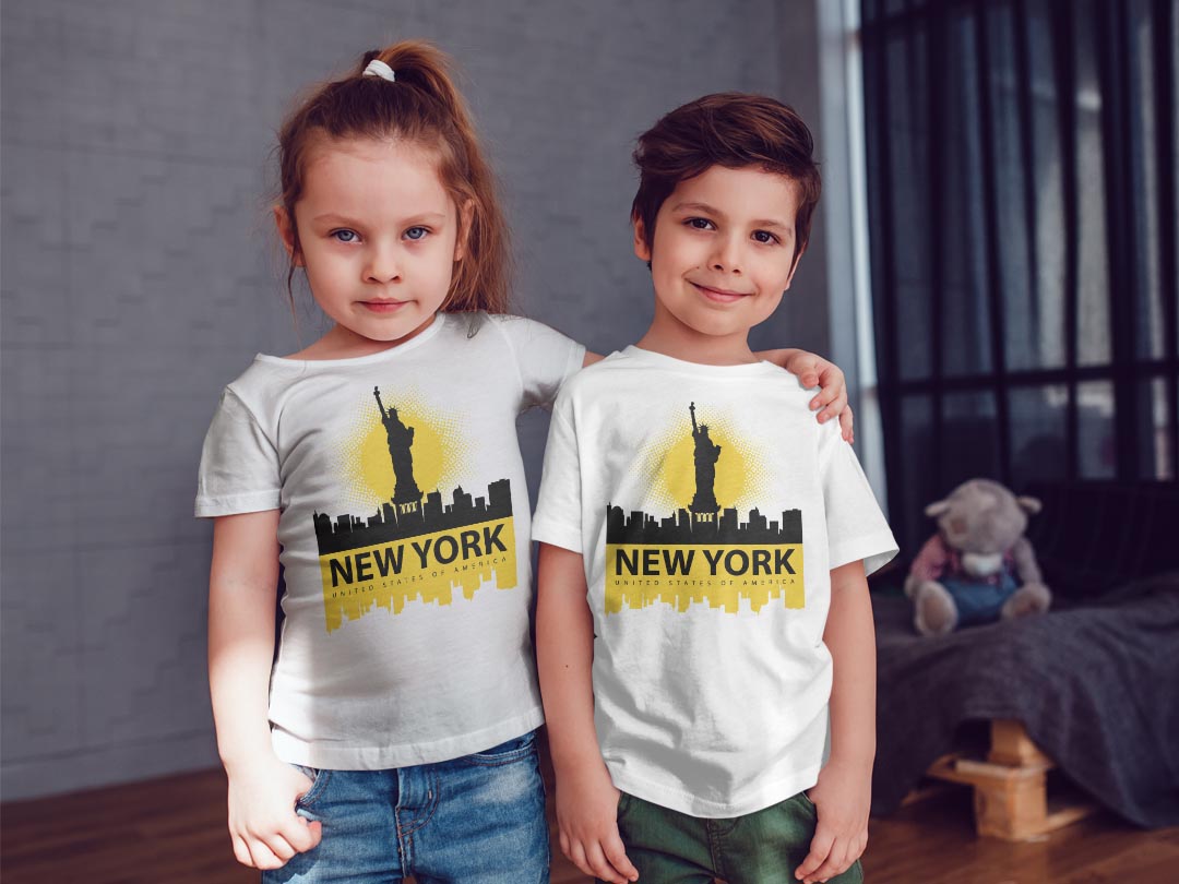 tシャツ キッズ 半袖 白地 デザイン 90 Tシャツ ティーシャツ T shirt 011620 アメリカ　ニューヨーク　外国