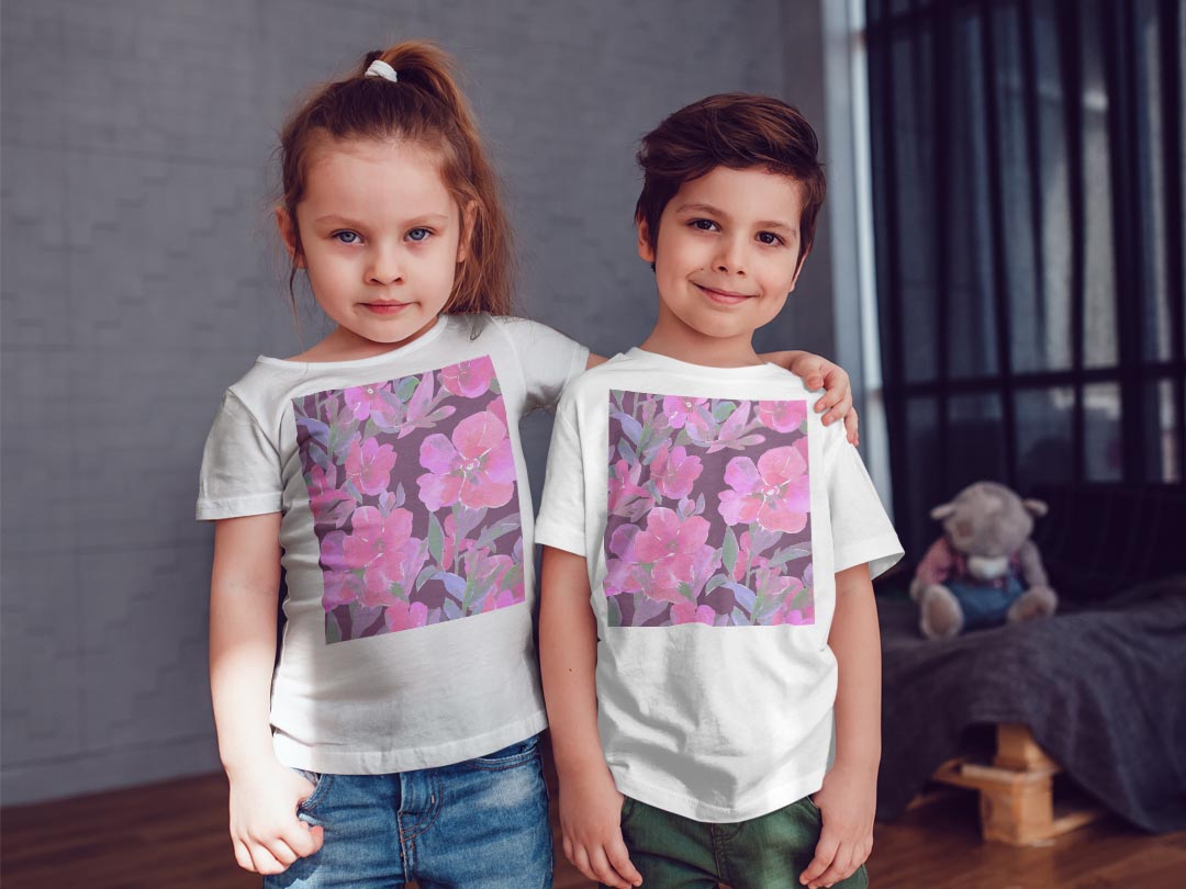 tシャツ キッズ 半袖 白地 デザイン 120 サイズ Tシャツ ティーシャツ T shirt 012745 花　花柄