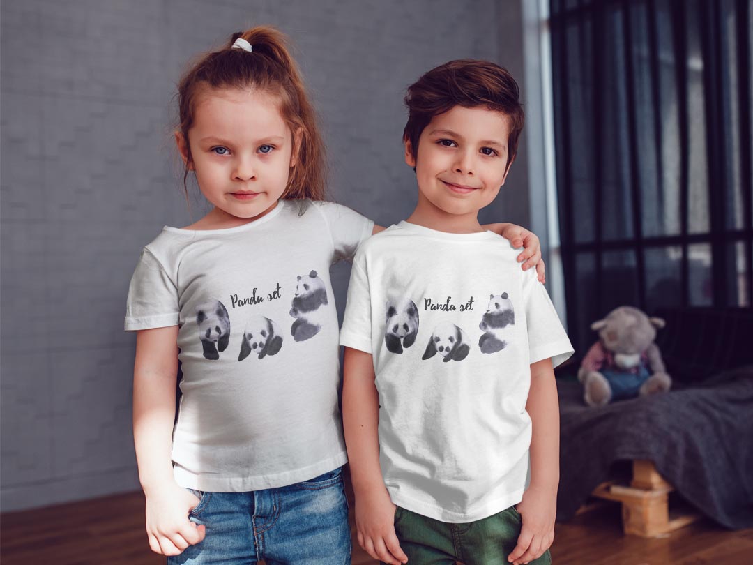 tシャツ キッズ 半袖 白地 デザイン 110 サイズ Tシャツ ティーシャツ T shirt 014786 パンダ　動物　かわいい