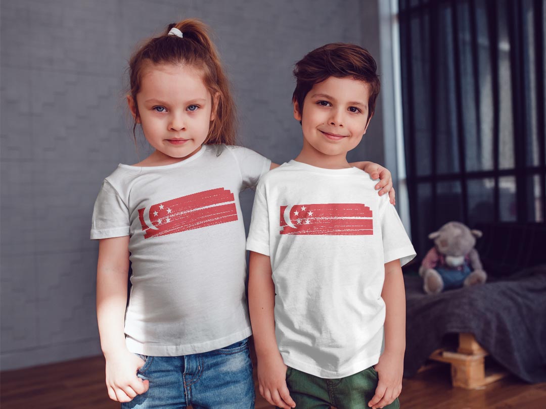 tシャツ キッズ 半袖 白地 デザイン 140 サイズ Tシャツ ティーシャツ T shirt 018558 singapore シンガポール