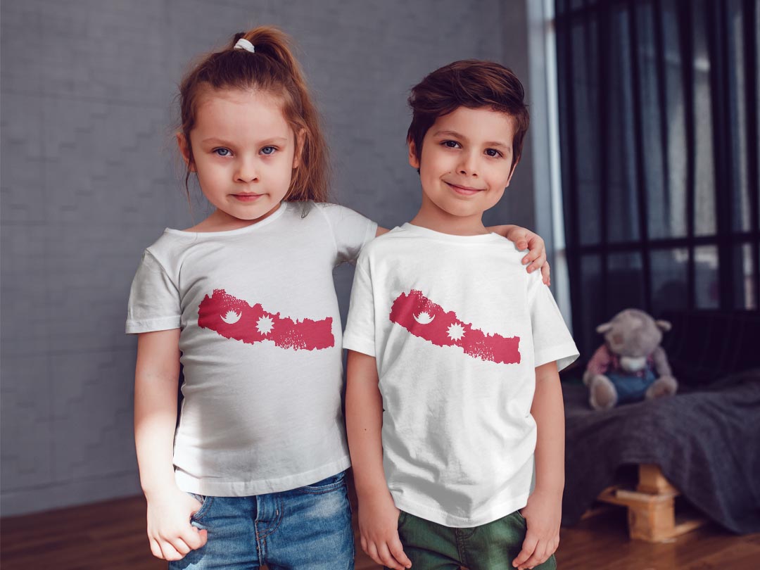 tシャツ キッズ 半袖 白地 デザイン 90 Tシャツ ティーシャツ T shirt 018898 nepal ネパール