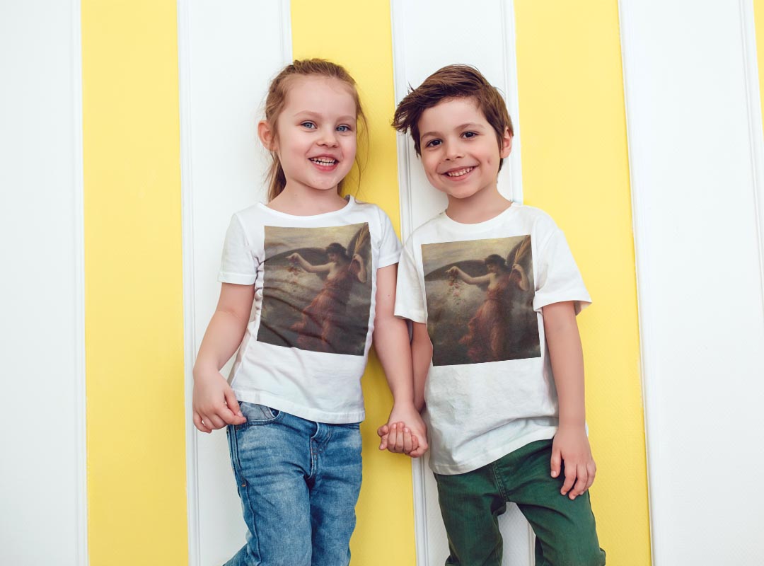 tシャツ キッズ 半袖 白地 デザイン 90 100 110 120 130 140 150 Tシャツ ティーシャツ T shirt 003218 人物　絵画　イラスト