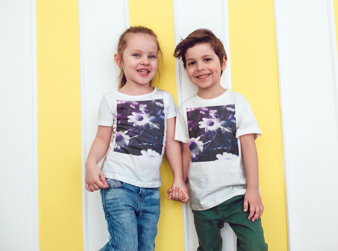 tシャツ キッズ 半袖 白地 デザイン 110 サイズ Tシャツ ティーシャツ T shirt 023335 花　フラワー　写真