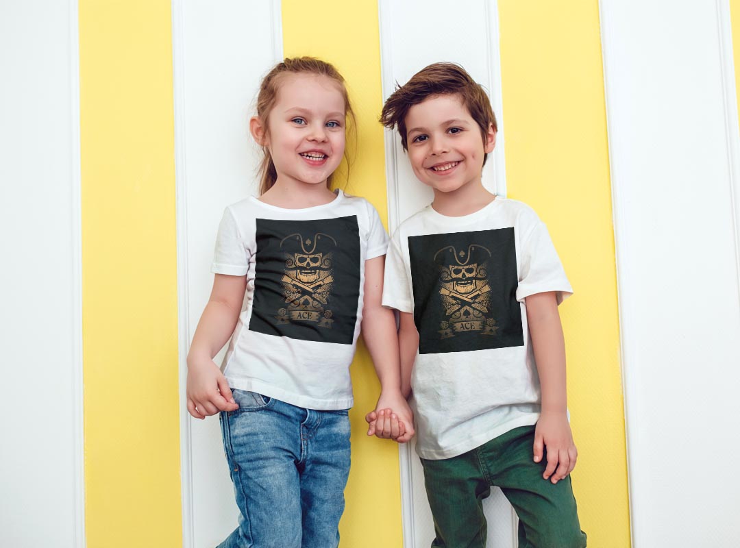 tシャツ キッズ 半袖 白地 デザイン 160 サイズ Tシャツ ティーシャツ T shirt 032150 スカル パイレーツ