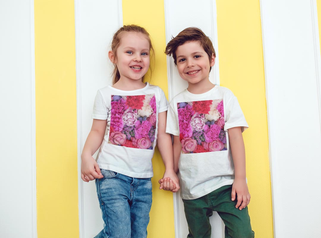 tシャツ キッズ 半袖 白地 デザイン 90 100 110 120 130 140 150 Tシャツ ティーシャツ T shirt 005404 写真　花　フラワー
