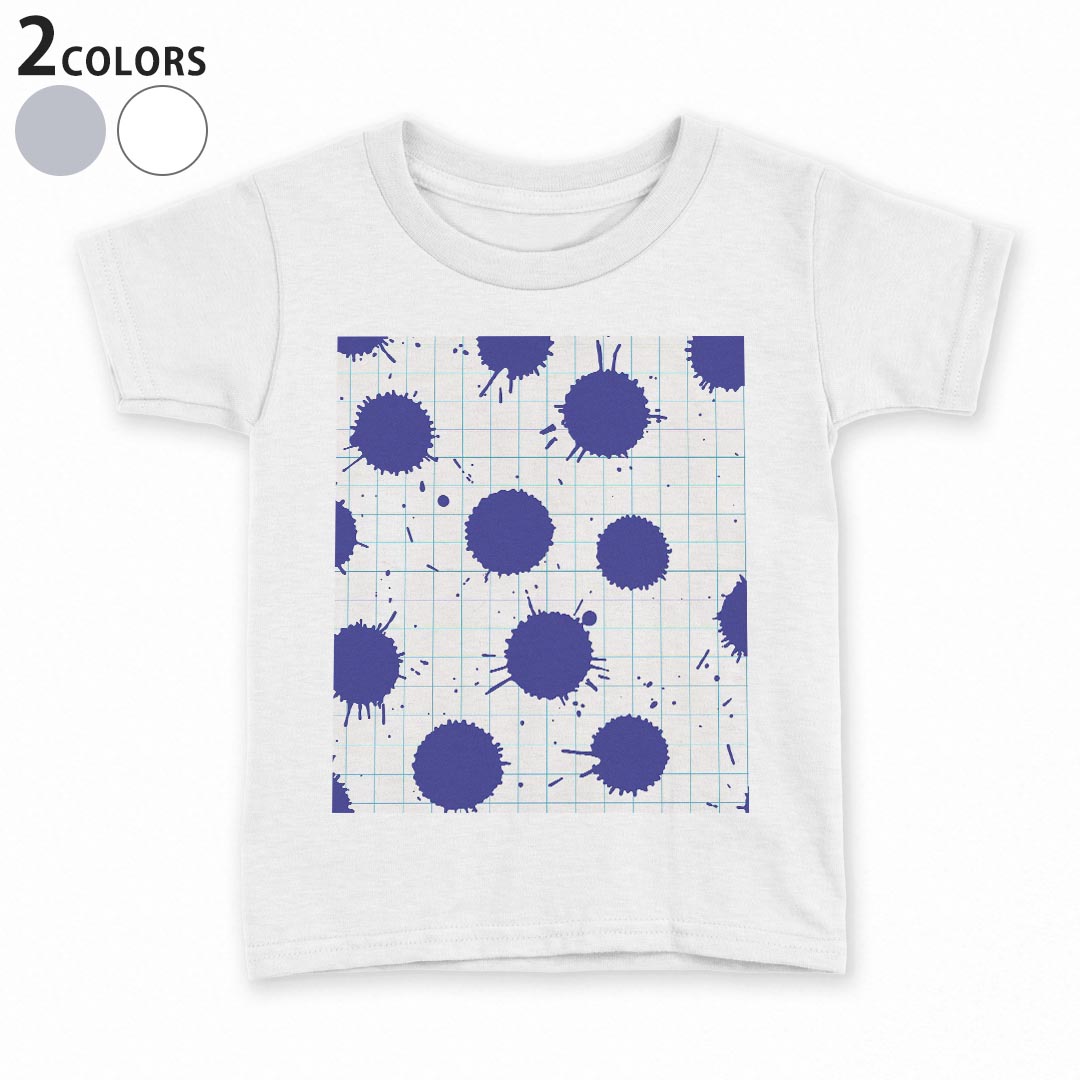 tシャツ キッズ 半袖 白地 デザイン 90 100 110 120 130 140 150 Tシャツ ティーシャツ T shirt 002537 水玉　シンプル　青