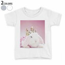 tシャツ キッズ 半袖 白地 デザイン 110 120 130 140 150 Tシャツ ティーシャツ T shirt 002570 うさぎ　動物　写真