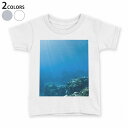 tシャツ キッズ 半袖 白地 デザイン 110 120 130 140 150 Tシャツ ティーシャツ T shirt 002834 海　写真