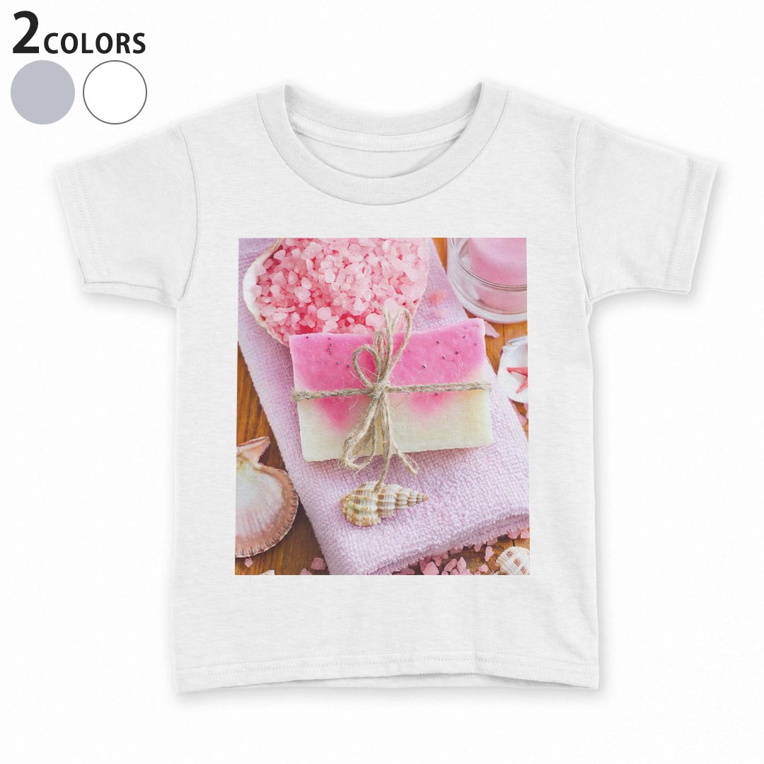 T-Shirts （Short Sleeve） - tシャツ キッズ 半袖 白地 デザイン 90 100 110 120 130 140 150 Tシャツ ティーシャツ T shirt 002928 貝殻　海　ピンク　写真