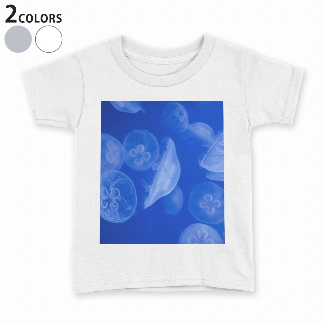 tシャツ キッズ 半袖 白地 デザイン 90 100 110 120 130 140 150 Tシャツ ティーシャツ T shirt 003560 くらげ 海 写真