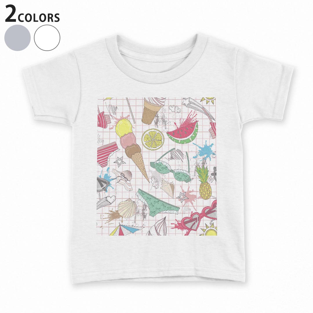 tシャツ キッズ 半袖 白地 デザイン 90 100 110 120 130 140 150 Tシャツ ティーシャツ T shirt 003624 夏　ファッション　カラフル