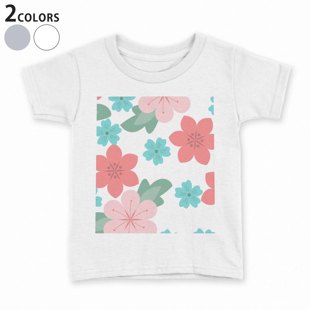 tシャツ キッズ 半袖 白地 デザイン 110 120 130 140 150 Tシャツ ティーシャツ T shirt 003759 花　フラワー　ピンク