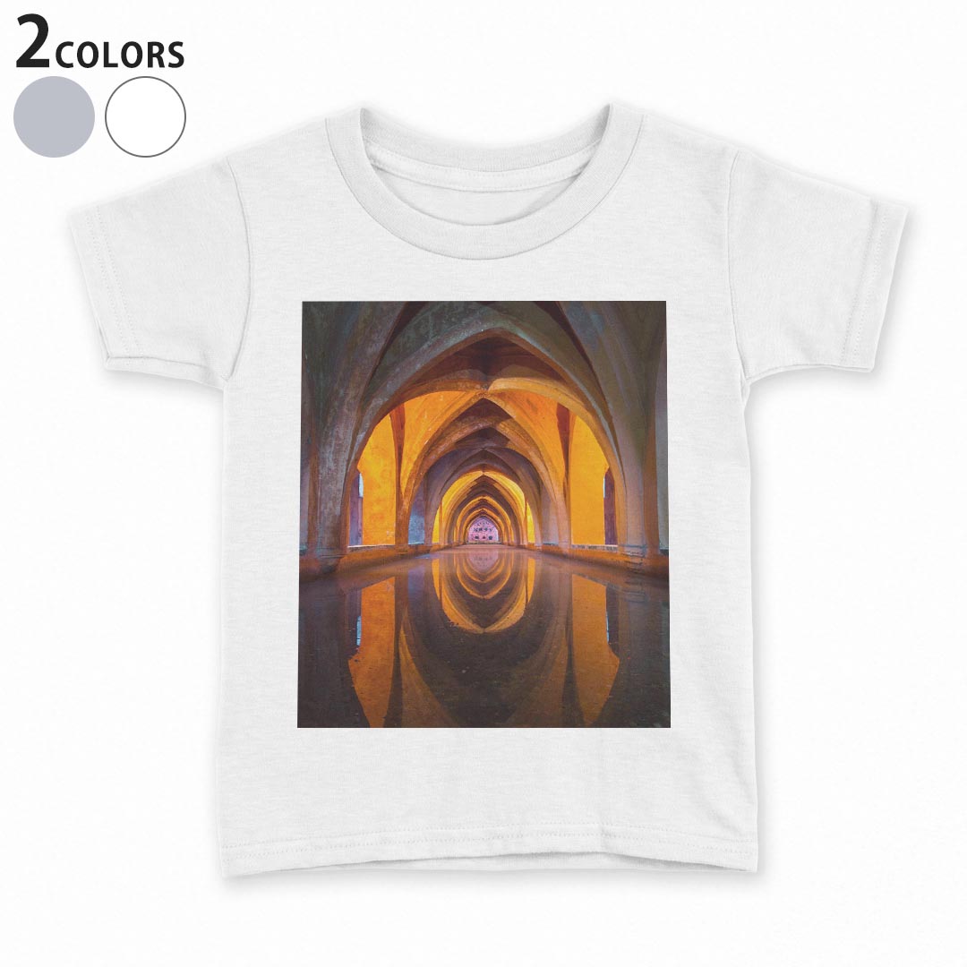 tシャツ キッズ 半袖 白地 子供服 tシャツ デザイン 90 100 110 120 130 140 150 Tシャツ ティーシャツ T shirt 023946 建築物　写真